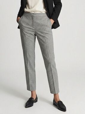 Babaton Gray Micro-Check Ankle Pants Size 10
